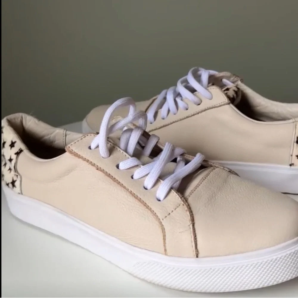 Kanas San Rafael Ponyhair Revolve Leather Sneakers off White Lace Up Cream Flaw